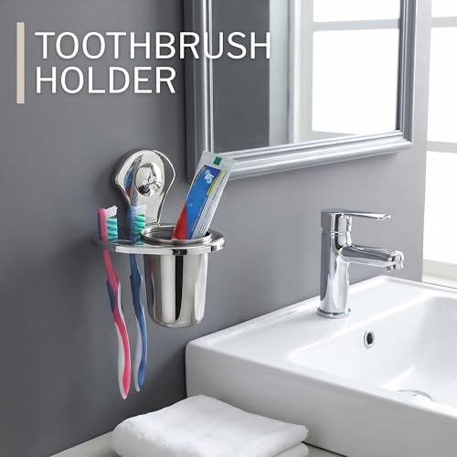 Image of GLOXY Premium Stainless Steel Bathroom Accessories Set Combo Pack of 5 Includes Folding Towel Rack, Toothbrush /Tumbler Holder, Towel Ring /Napkin Holder, Towel Rod /Bars and Soap Holder /Dish