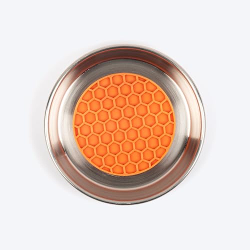 Image of HUFT Quintessential Slow Feeder Steel Bowl for Cats - Orange, 500 ml | Anti-Gulping Design | Stainless Steel Cat Bowl | Promotes Slow Eating | Durable & Easy to Clean for Daily Feeding