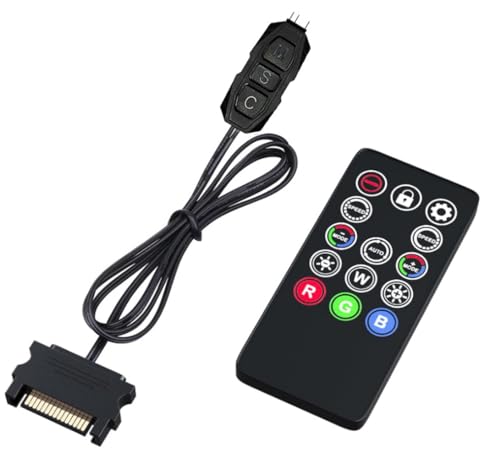 ShakingTank Mini ARGB PC Fans Controller Kit for RGB Case Fans, PC ARGB LED Strip，14 Key-17Key Remote Control Switch Colors Fan