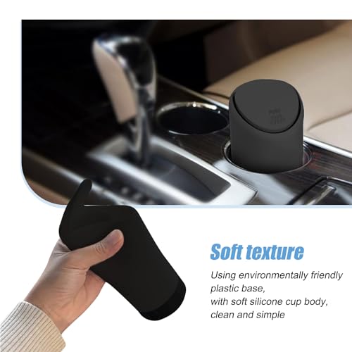 Image of Pack-1 Car Trash Can with Lid, Embedded Design, Waterproof Durable Vehicle Storage Accessories, Universal 6.29In x 2.55In Portable Leakproof Integrated Automotive Trash Can (Black)
