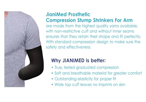 JianiMed Prosthetic Stump Shrinkers for Arm–Below Elbow - Short, Compression, Healthcare, Amputee arm Sleeve, 20-30, Elastic, Taiwan Excellence L - Thumbnail 2
