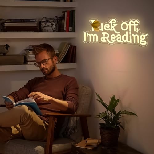 Image of I'm Reading Neon Sign Reading Led Light Sign Books Led Sign Dimmable Funny Neon Sign for Wall Decor Book Store Wall Decor Neon Light Up Sign for Bookworm Book Room Dorm Library Bookish Books Area