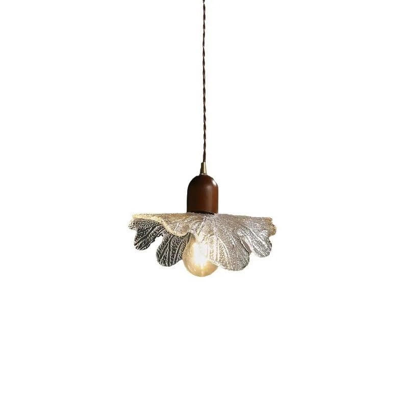 Vintage lampy wiszące LED do salonu, sypialni, szklane liście, lampa wisząca (26 cm)