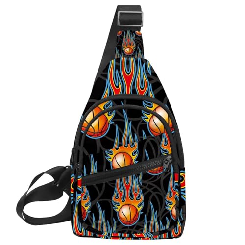 Sac à bandoulière Basketball on Fire multicolore pour voyage et rando