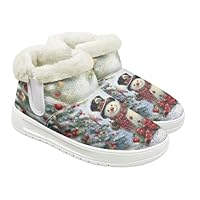 Jeiento Women Snow Boots Winter Shoes Warm Slip On Booties Fur Lined Ankle Booties Comfort Flat Adult Christmas Shoes