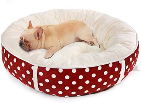 Calming Donut Cuddler Dog Bed Cat Bed – Reversible Pet Bed for Small or Medium Dogs and Cats,Comfortable Cushion Bed with Polka Dot,Non-Slip Bottom(Burgundy) Calming Donut Cuddler Dog Bed Cat Bed – Reversible Pet Bed for Small or Medium Dogs and Cats,Comfortable Cushion Bed with Polka Dot,Non-Slip Bottom(Burgundy)