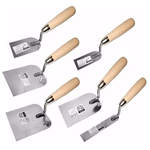 Toolty Paleta de estuco de acero inoxidable, paleta de masilla de pared, paleta de enlucido, paleta de acabado, -30, 50, 60, 80, 100, 120, 30x160 mm, mango de madera, bricolaje - TLTY-S009