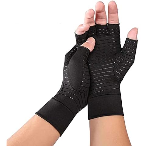 JADE KIT Copper Arthritis Gloves, Compression Gloves for Hands and Fingers Rehabilitation (Black, Medium (1 Pair)) Cover