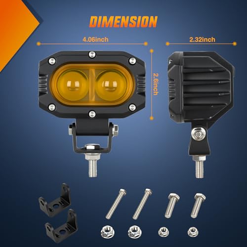 Image of Nilight LED Pod Light 48W 4 Inch 2 PCS Yellow Spot Beam Driving Lights LED Pods IP67 Waterproof Auxiliary Offroad Lighting for Truck Tractor SUV ATV UTV Golf Cart Boat Motorcycle Dirt Bike