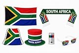 South Africa World Cup Soccer Fan Kit – 6 Items: Flag, Scarf, Hat, Bag, Glasses, Coloring