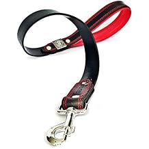 Bestia Genuine Leather Heavy Duty Short Leash. 35.5 inch Long, 1.2 inch Wide. Soft Padded Handle. Handmade Quality