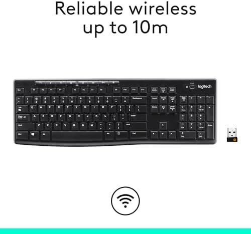Logitech K270 Full Size Wireless Keyboard for Windows - Black - 3
