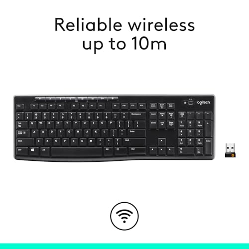Logitech K270 Wireless Keyboard for Windows, 2.4 GHz Wireless, Full-Size, Number Pad, 8 Multimedia Keys, 2-Year Battery Life, Compatible with PC, Laptop, Black by Logitech - Image 4