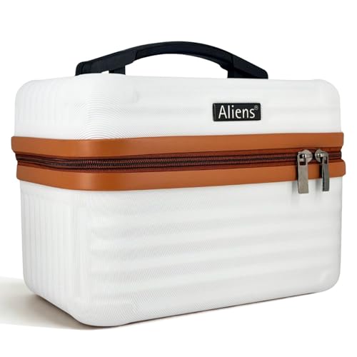 Image of Aliensware ABS Hard Shell Vanity Bag, Makeup Cosmetic Case Suitcase Organizer Box for Skincare, Jewellery,Clothes,Lipsticks,Nail Polishes,Perfume & Beauty Storage,Portable Travel Luggage for Women-BRW