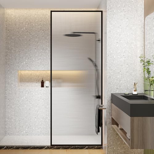 Dimaris Shower Door 30" X 78" Clear Tempered Fluted Glass