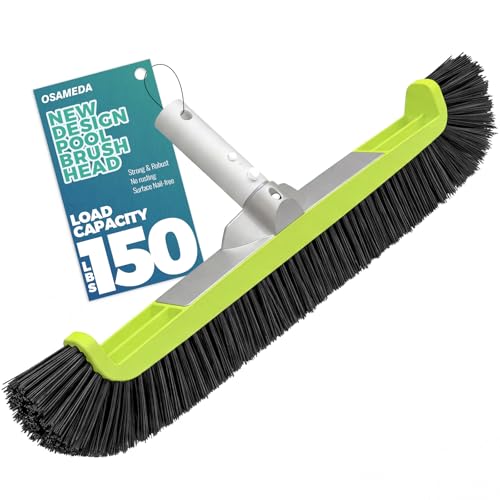 18' Pool Brush Head for Cleaning Swimming Pool Walls, Curved Ends High-Efficiency Scrub Brush for Tile, Fiberglass, Flooring and Vinyl Pools, Fits Φ1.25” Poles (Green & Black)