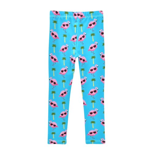 Flamingos Simple Cute Pattern Girls Leggings Soft Comfortable Athletic Leggings Dancing Pants for 4-10 Years2