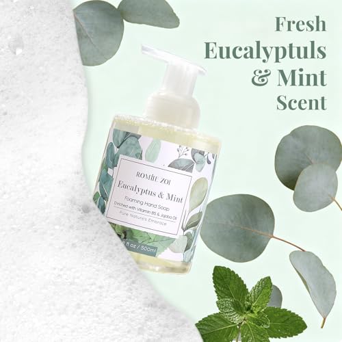 Image of ROMIIE ZOI Foaming Hand Soap, Eucalyptus & Mint, 500ml / 16.8fl.oz | With Gift Box, Gentle cleansing, nourishes skin without drying