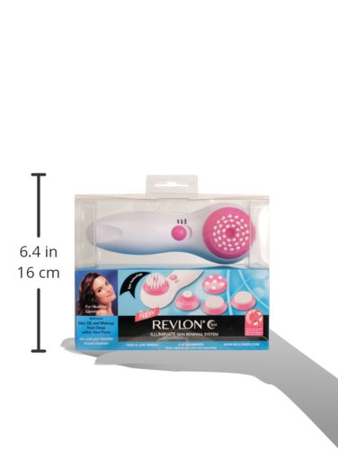Revlon Facial Cleansing Brush packaging with dimensions