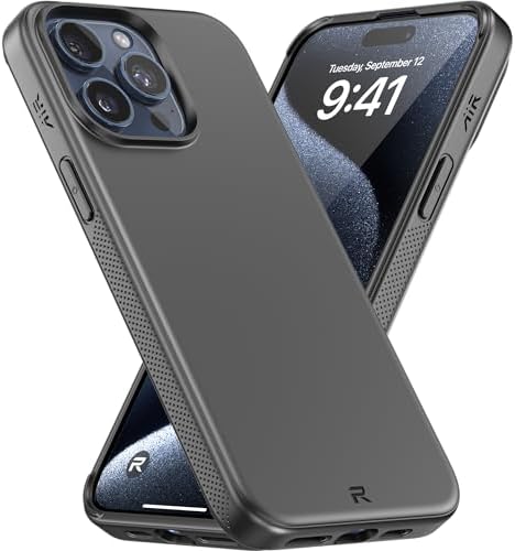 REBEL Air Case for iPhone 15 Pro Max [Air² Series] Strong MagSafe Compatible, Grippy Sides, Slim & Lightweight TPU Cover, Protective Corners, Raised Lens Ring, 6.7 Inch Phone 2024 (Black)