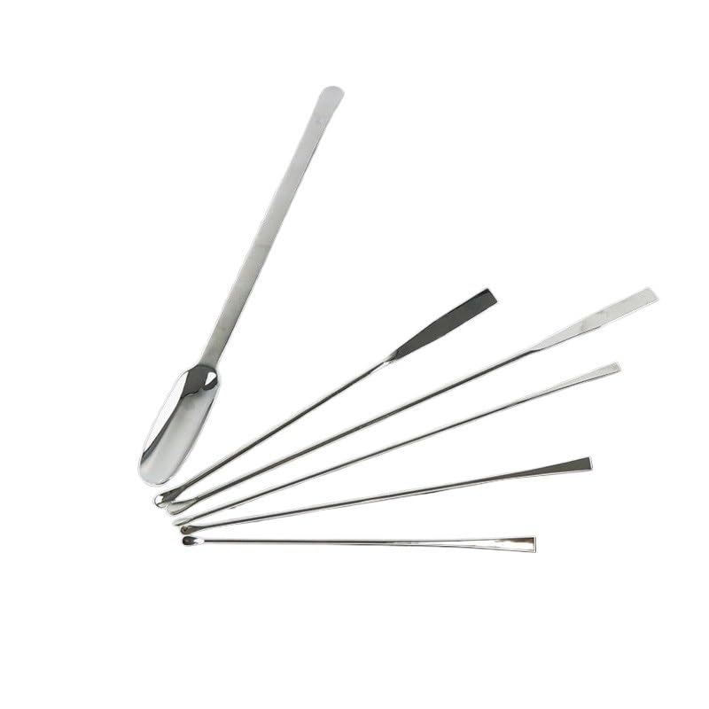 Set 3 Cucchiaini Spatola da Laboratorio in Acciaio Inox, Doppia Punta Cucchiaio/Raschietto, Strumenti Prelievo Reagenti 15–240mm(180mm B)