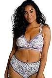 Ulla Popken Damen große Größen Übergrößen Plus Size Bralette, ohne Bügel, Softcups, Spitze, C/D-Cup Flieder 95D 800038810-95D