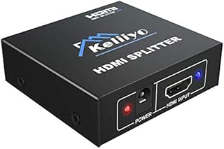 KELIIYO Hdmi Splitter HDCP V1.4 1x2 Powered Hdmi Splitter Dual Monitors 1 In 2 Out Support Full HD 1080P 3D Resolution for Xbox PS4 PS3 Fire Stick Roku Blu-Ray Player (1 Input 2 Outputs)