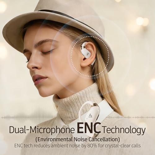 Image of LYPERTEK SOUNDFREE S40 Wireless Open Ear Earbuds, Bluetooth 5.4, 40H Playtime, 2-Mic ENC Noise Cancelling, IP55 Waterproof, 8.3g Lightweight Sports Earphones with Ear Hooks for Running Gym Workout