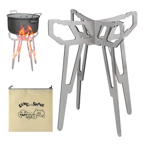 Qkbuza Soporte antideslizante para estufa, accesorios de camping de acero inoxidable, soporte reutilizable para uso diario, actividades al aire libre