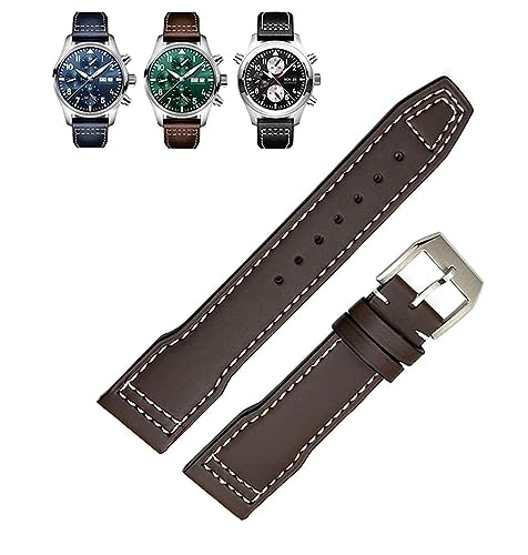 Bracelet montre cuir véritable souple 21mm évite rigidité IWC