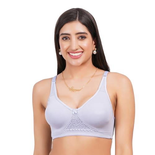 Image of Non Padded Bra in B, C and D Cup for Women - Made of Pure Cotton Full Coverage Over Size Non Wired Pushup Soft Cup for T-Shirt Saree Dress Sports Garment for Daily Use Everyday