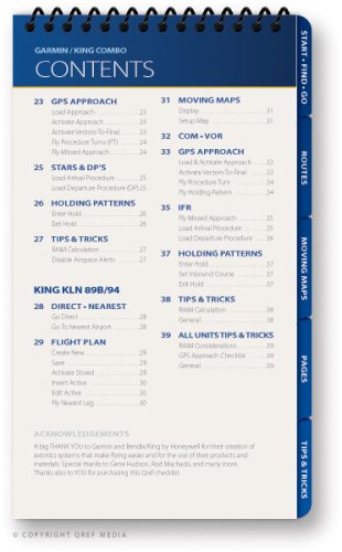 Garmin/King Combo GNS 430/530/480/KLN94 Qref Checklist (Qref Avionics Quick Reference)      Spiral-bound – January 1, 2009