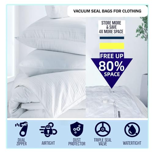 Excelux Sottovuoto Vestiti Da Viaggio – 9 Sacchetti Sottovuoto Vestiti Piccoli 30X40 Cm Con Pompa Manuale – Sacchi Sottovuoto Da Viaggio Per Valigia, Zaino E Bagaglio A Mano – Buste Salvaspazio - 9