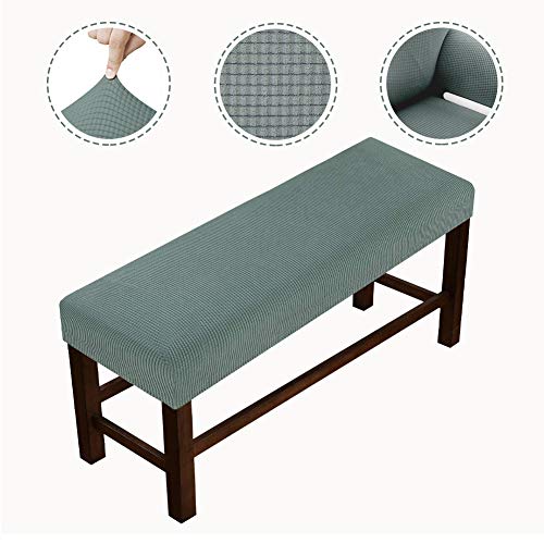Zeeneek Polyester Elastic Bench Covers - Soft Stretch Upholstered Slipcover Removable Washable Seat Full Coverage Protector For Dining Living Room, Kitchen, Bedroom (L, Green) #TOP1
