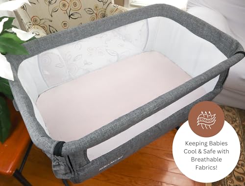 Image of TansyPanda Muslin Bassinet Sheets for Papablic, RONBEI, HARPPA Cuddly, Larex, Whiffee, Mika Micky Baby Bedside Sleeper, 3PC, 19x32in, Ultra Soft, Breathable, Snug Fit, Unisex Boy Girls, Brown