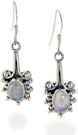 Plata de ley Estilo Victoriano Genuine Rainbow Moonstone arete