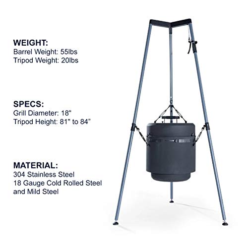 Burch Barrel Bbq Smoker Grill & Fire Pit Combo V2 – Adjustable Hanging Vertical Smoker With Tripod System – Charcoal Or Wood Pellet Outdoor Portable Barbeque #TOP1