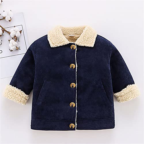 Betadog 16T Toddler Boy Girl Corduroy Jacket Coat Button Down Outwear Shirts Cool Cardigan Blouses (Navy, 5-6 Years)3