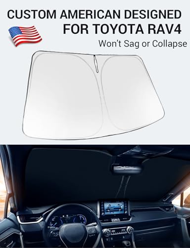Image of Proadsy Front Windshield Sun Shade Foldable RAV4 Sunshade Protector Custom Fit 2019-2025 2026 RAV-4 SUV Crossover, TRD Off-Road, LE XLE Premium Limited XSE Hybrid Adventure Prime Accessories