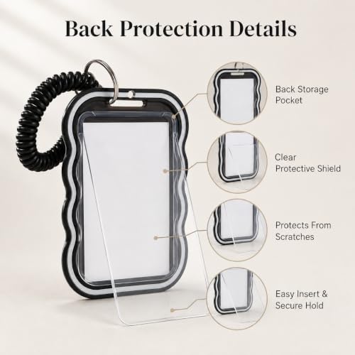Image of Street27 Cloud Shape Photo Card Holder with Keychain Pendant | Transparent ID Badge Case with Wrist Strap | Silicone Protective Card Cover for Office, School & Travel (Black)
