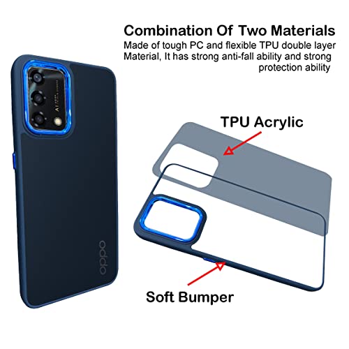 Image of A rtistque Frosted Translucent Back Cover Case for Oppo F19 / F19s | Electroplated Chrome Ring | Raised Camera Edges for Protection | Smooth Sides TPU - Blue