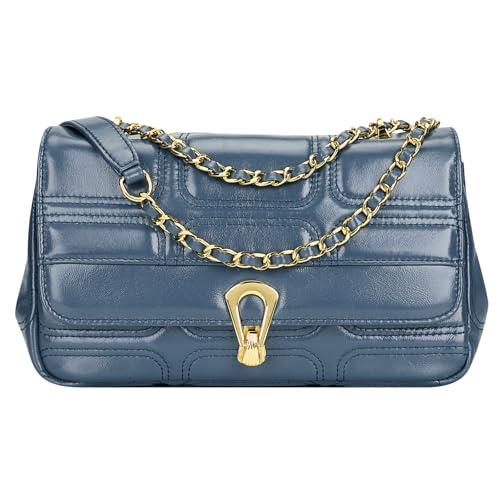 Over Earth Quilted Leather Handbag for Women Chain Crossbody Purse Trendy Shoulder Bags