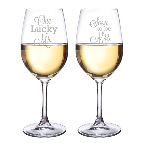 Set de 2 copas de vino One Lucky Mr. and Soon To Be Mrs.