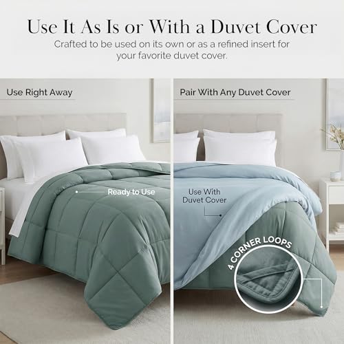 Queen Size Fluffy Duvet Insert, Down Alternative Comforter Full, Steel Blue by Southshore Fine Living, Inc. - Used condition - Image 6