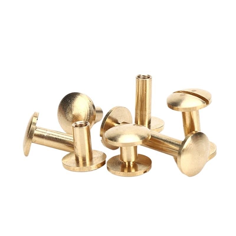 10pcs Solid Brass Binding Screws Nail Stud Rivets for Photo Album Leather Craft Studs Belt Wallet Fasteners 10mm Cap(9mm)
