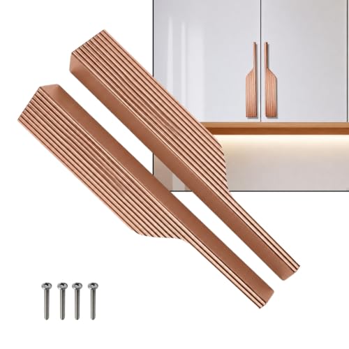 Image of VOLO Cabinet Handle - Multi-Use Pull Handle for Wardrobes, Drawers, Sliding Closets, and Doors in Kitchen, Office, Bedroom (SAC-59) (1 Pair Left & Right) (Rose Gold, 160MM (8 Inch))