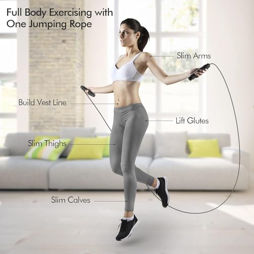 Image of Jump Rope, Tangle-Free Rapid Speed Jumping Rope Cable with Ball Bearings for Women, Men, and Kids, Adjustable Steel Jump Rope with Foam Handles for Home Gym Exercise Fitness Workout Equipment & Slim Body