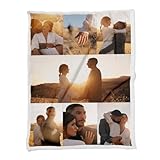 ZPUBLI+ Manta Personalizada con Foto y Texto. Manta Collage. Manta sofá y Cama. Regalo Original de Navidad, cumpleaños, Aniversarios, San Valentín, papá, mamá, Regalo para Parejas. (7 Fotos, 150x200)