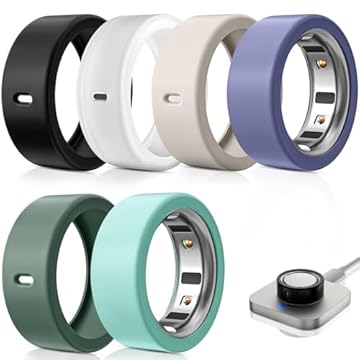 Pacote com 8 protetores de anel compatível com Oura Ring Gen 4/Oura Ring Gen 3/Samsung Galaxy Ring/ULTRAHUMAN Ring AIR/RingConn 2&1, capa de anel de silicone para malhar acessórios masculinos