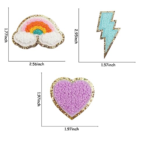 Colorful Embroidered Iron On Patch, Betterjonny Embroidered Patches Rainbow Lightning Heart Applique Patch Sewing Badges For Clothing Repair Decorating Diy Accessories (Gold Edge) #TOP4